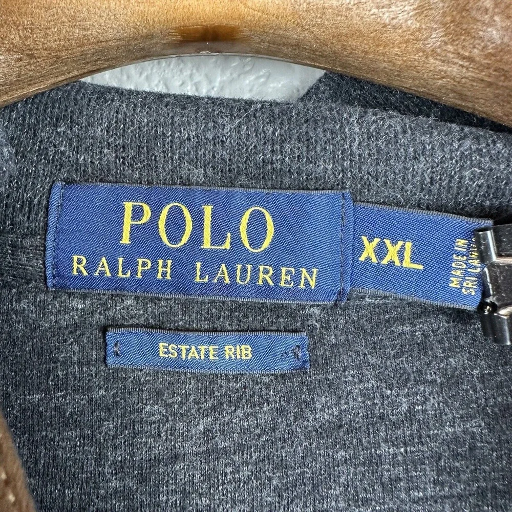 Polo Ralph Lauren Mens 1/4 Zip Estate Rib Sweater XXL Heather Gray‎ Cotton